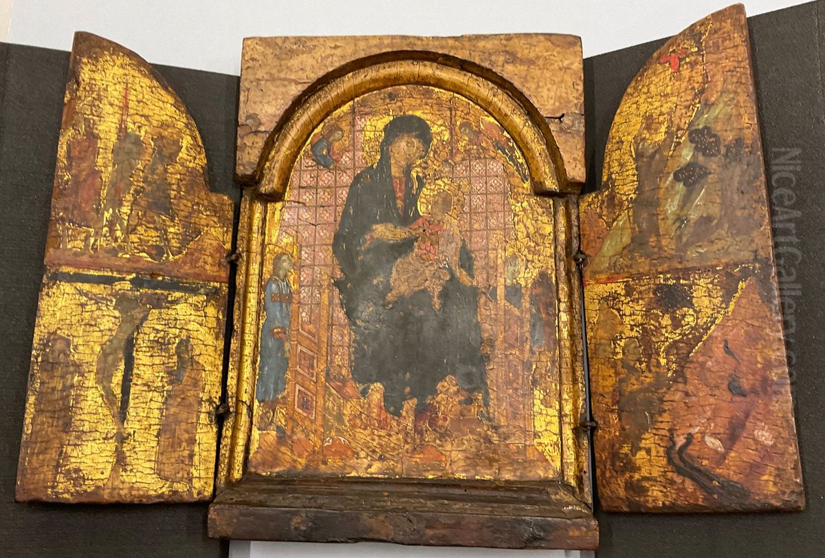 Virgin and Child, with Scenes from the Lives of Christ and Saint Francis Oil Painting by Duccio Di Buoninsegna