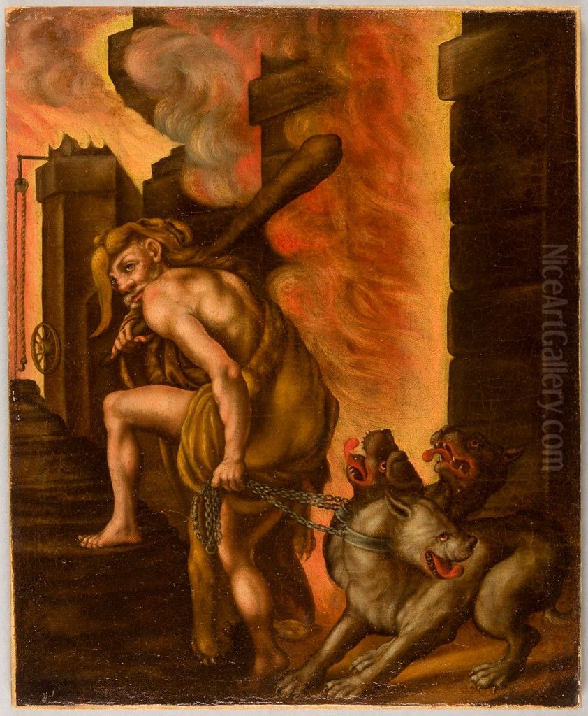 Hercules and Cerberus Oil Painting by Philipp Uffenbach