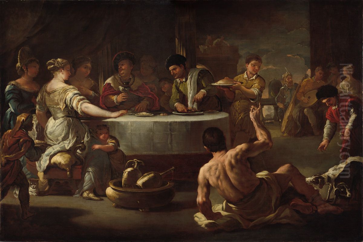 Dives and Lazarus Oil Painting by Luca Giordano