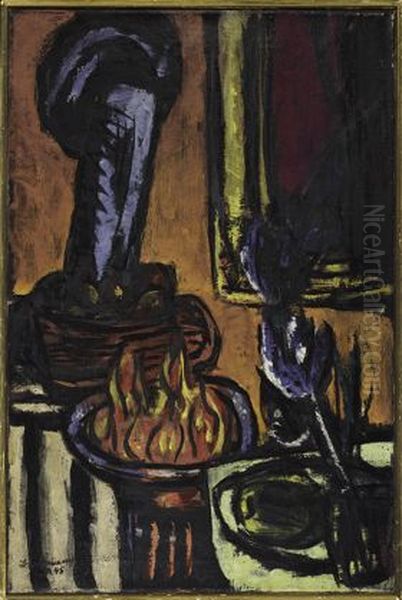 The Fire (Small Still Life) Oil Painting by Max Beckmann