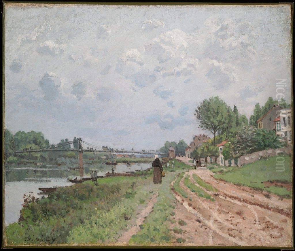 The Bridge at Villeneuve-La-Garenne Oil Painting by Alfred Sisley