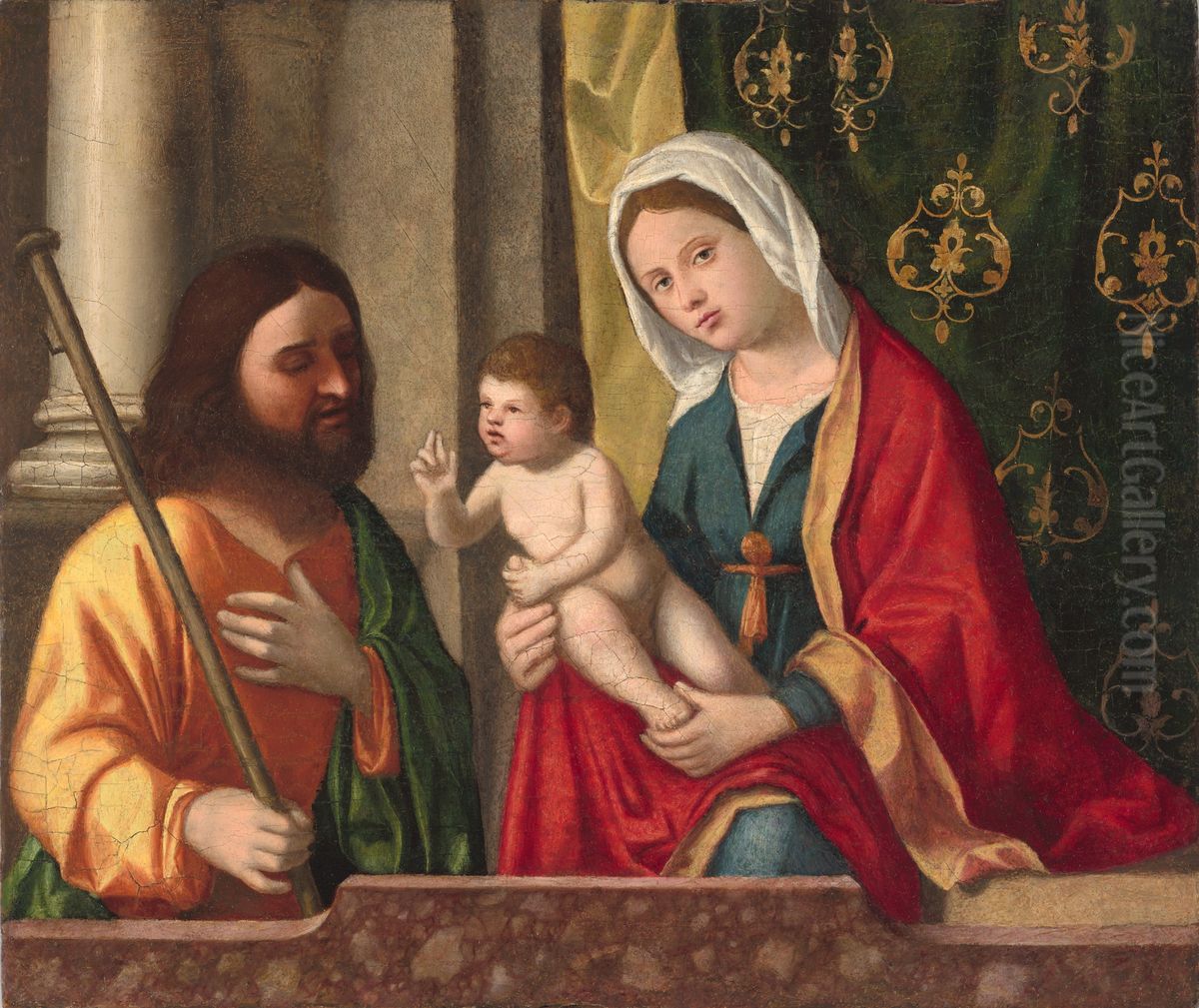 The Virgin and Child with Saint James Major Oil Painting by Andrea Previtali