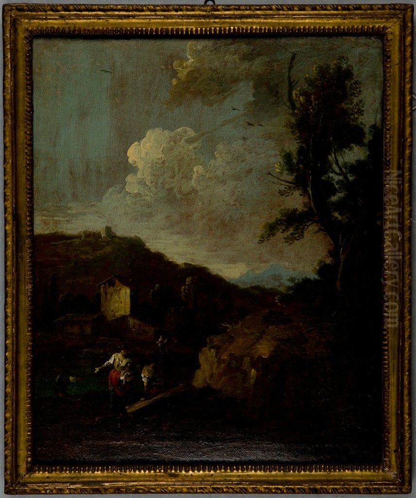 Landscape with Figures Oil Painting by Giuseppe Zais