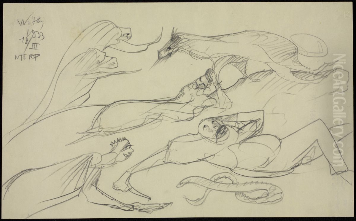 Szkic z seansu narkotycznego Oil Painting by Stanislaw Ignacy Witkiewicz (Witkacy)