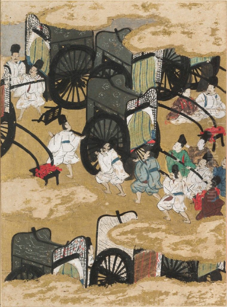 Heart-to-Heart (Aoi), Illustration to Chapter 9 of the Tale of Genji (Genji monogatari) Oil Painting by Tosa Mitsunobu