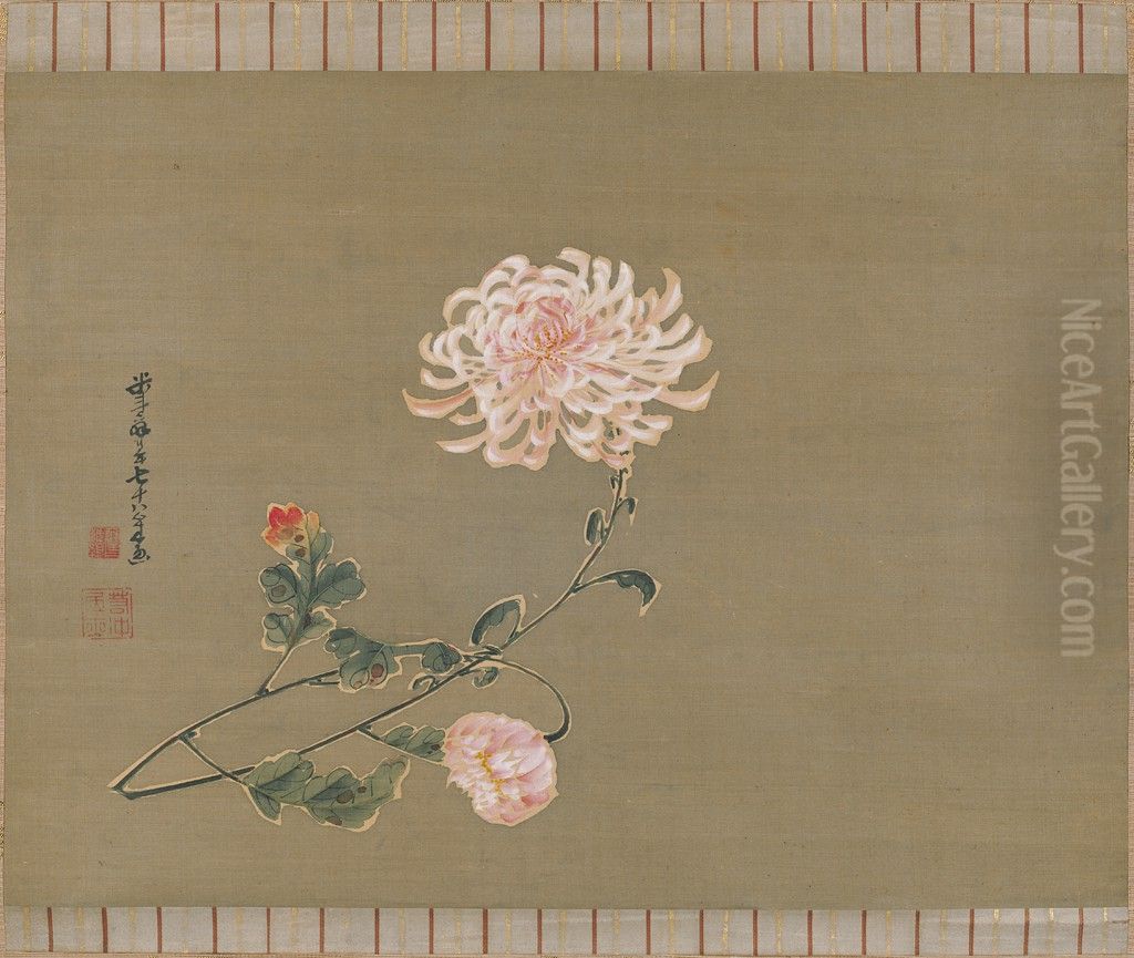 Chrysanthemum Oil Painting by Ito Jakuchu