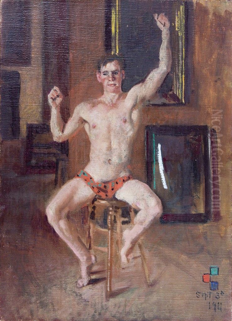 Portrait of a Seated Young Man Oil Painting by Denman Ross