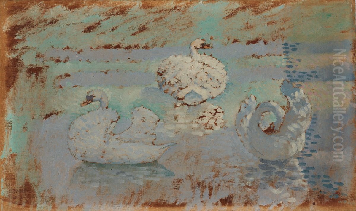 Three Swans Oil Painting by Henri-Edmond Cross