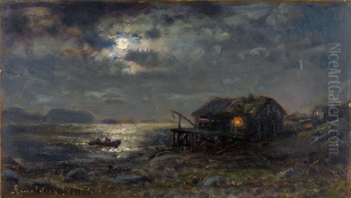 Maneskinn, Kinn Oil Painting by Amaldus Nielsen