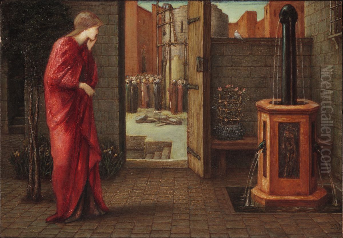 Danae Watching the Building of the Brazen Tower Oil Painting by Edward Burne-Jones