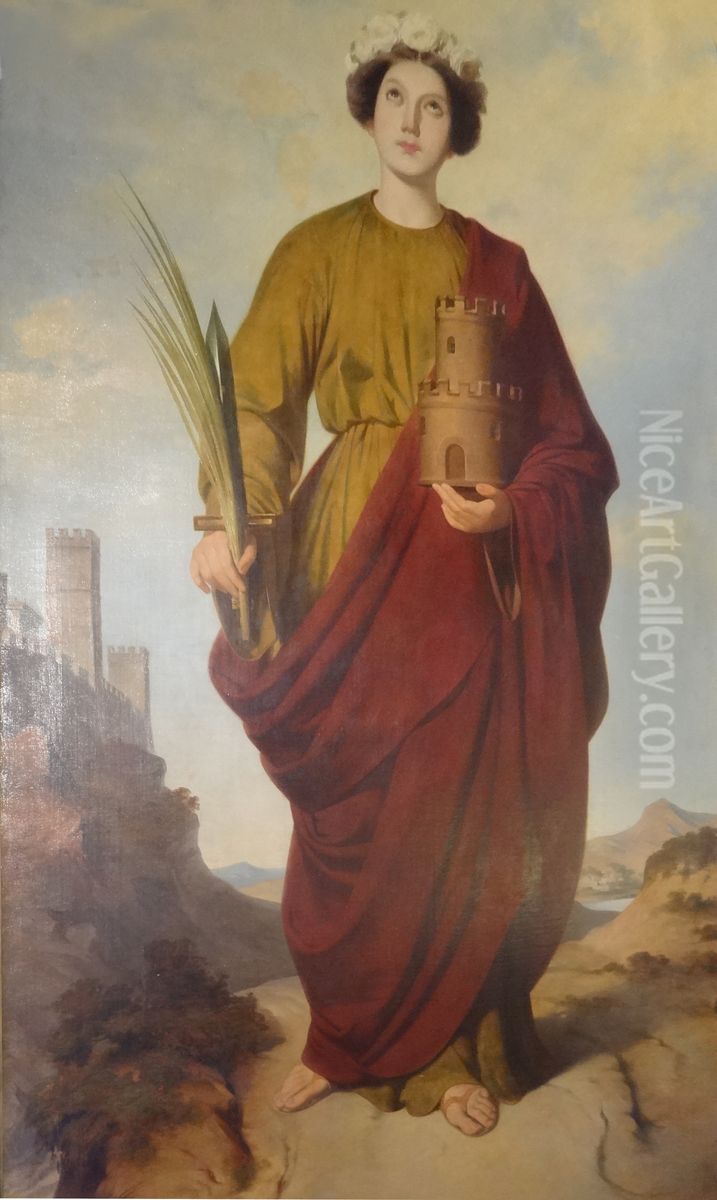 S. Barbara Oil Painting by Claudi Lorenzale