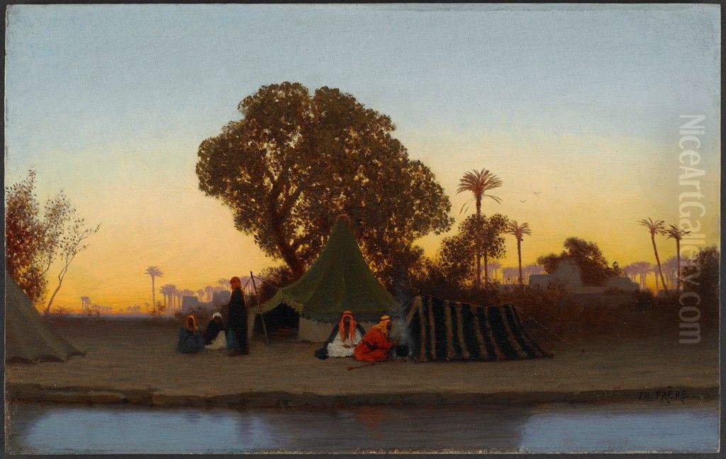 Arab Encampment at Sunset Oil Painting by Theodore Frere