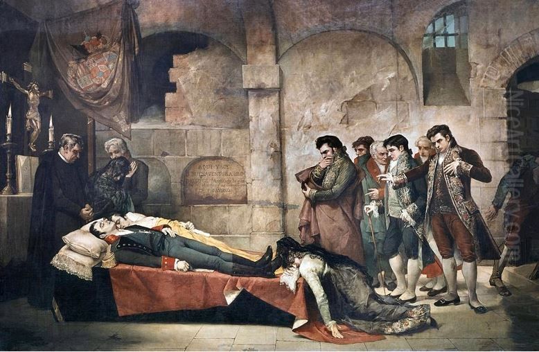 The Death Of Daoiz Y Velarde Oil Painting by Jose Nin Y Tudo