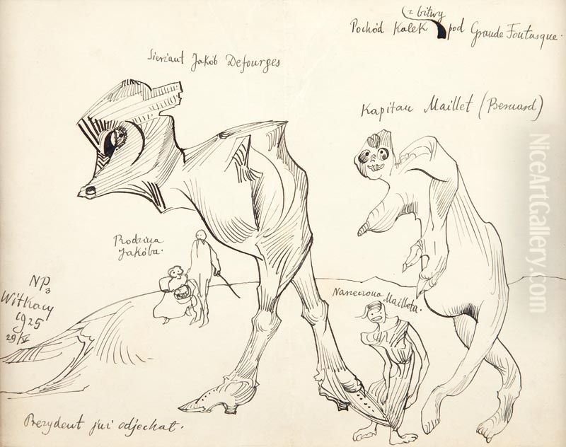 Pochod kalek z bitwy pod Grande Fontasque Oil Painting by Stanislaw Ignacy Witkiewicz (Witkacy)