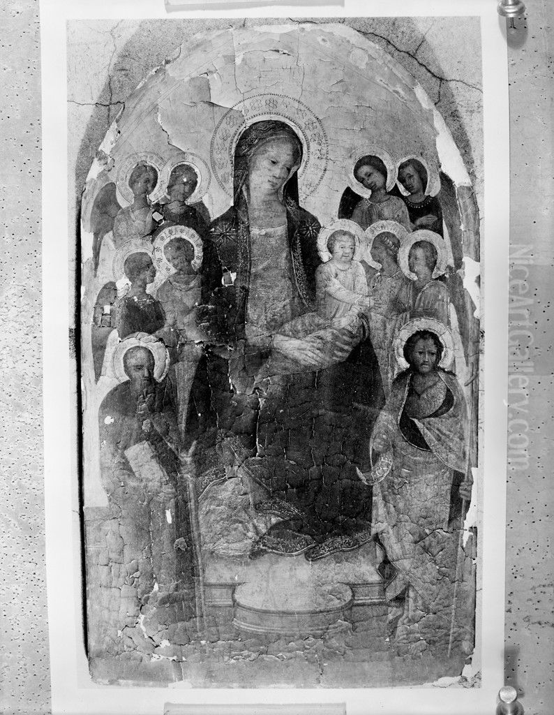 Virgin and Child enthroned between Saints Anthony Abbot and John Baptist with Eight Angels Oil Painting by Giovanni Francesco Toscani