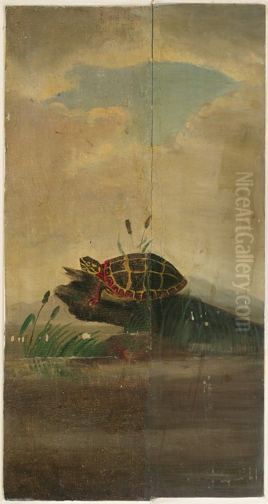 Tortoise Resting on a Log Oil Painting by William Stanley Haseltine