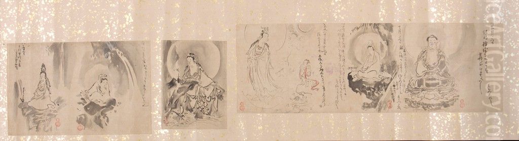 Connoisseur's Sketchbook by Kano Tan'yu (Tan'yu shukuzu), Copies of Buddhist Paintings, Vol. II Oil Painting by Kano Tan'yu