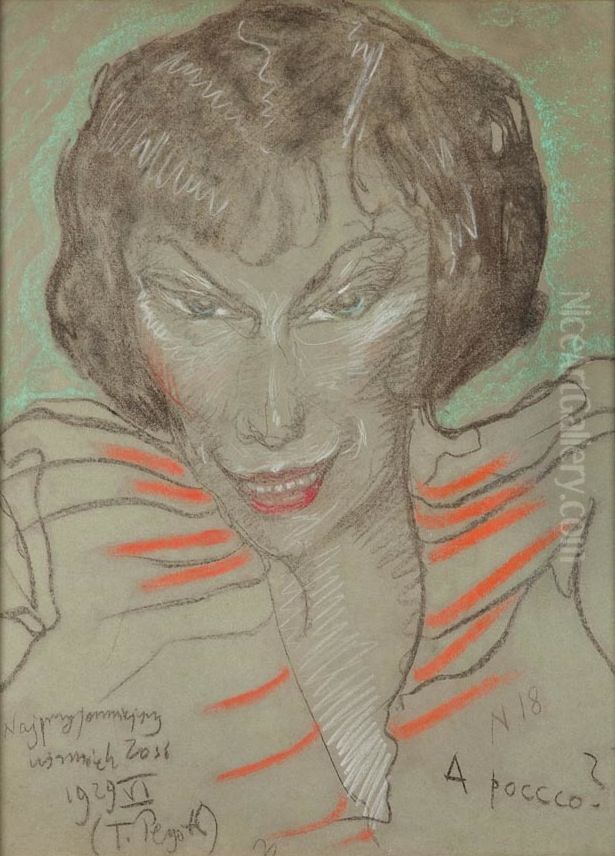 Najpiekniejszy Usmiech Zosi (Portret Zofii Szumanowej ?) Oil Painting by Stanislaw Ignacy Witkiewicz (Witkacy)