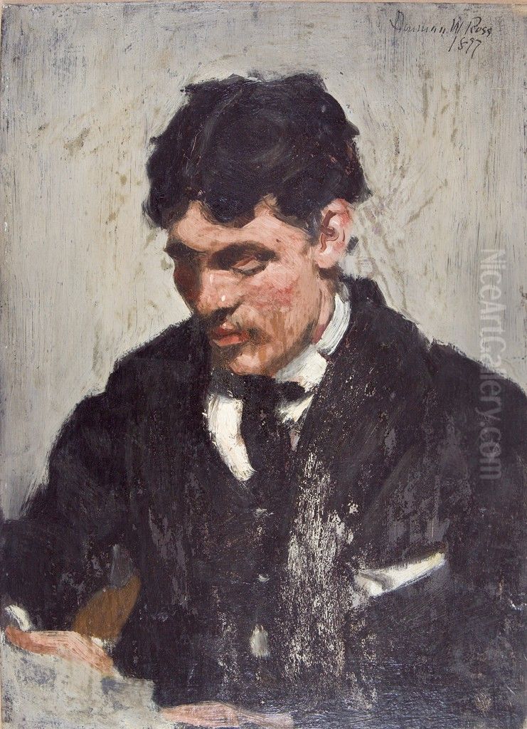 Half-length Portrait of a Young Man Oil Painting by Denman Ross
