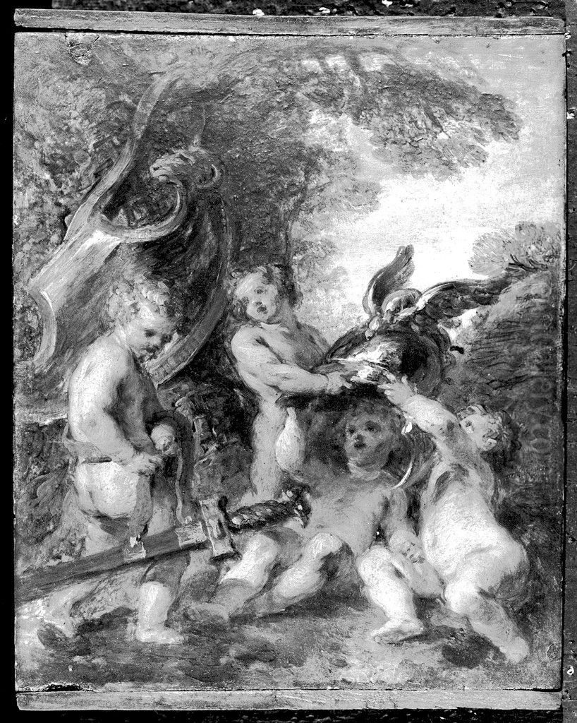 Putti with the Accoutrements of Mars Oil Painting by Francois Lemoyne