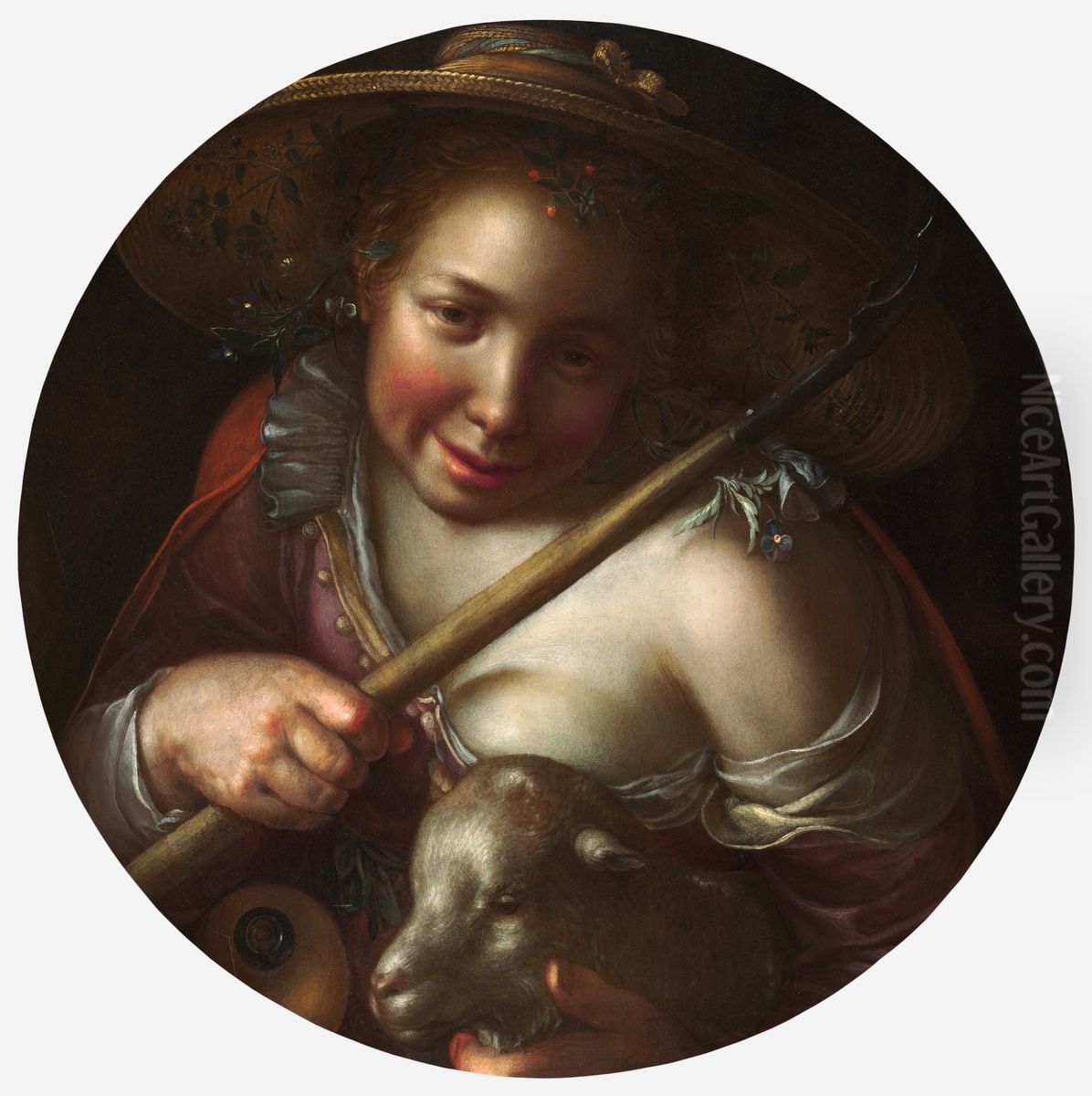 A Shepherdess Oil Painting by Joachim Wtewael (Uytewael)