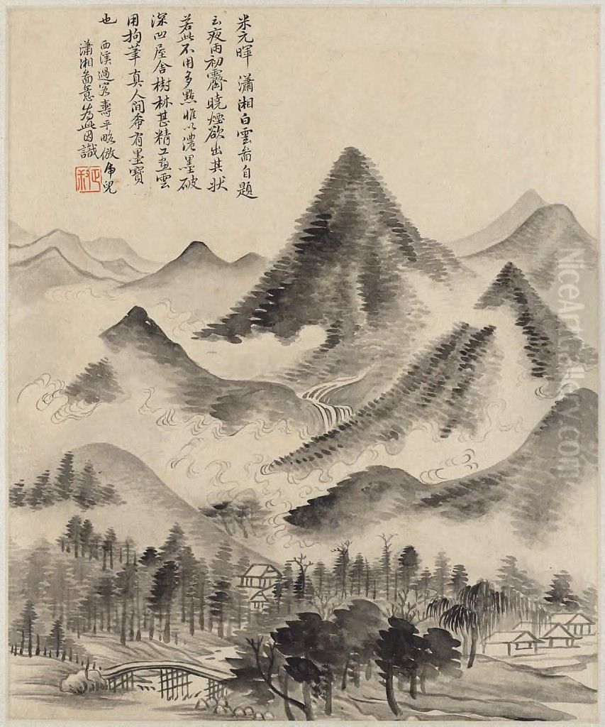 Landscape After Mi Fei (1051-1107) Oil Painting by Yun Shouping