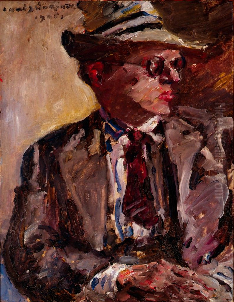 Thomas Corinth with Straw Hat Oil Painting by Lovis (Franz Heinrich Louis) Corinth