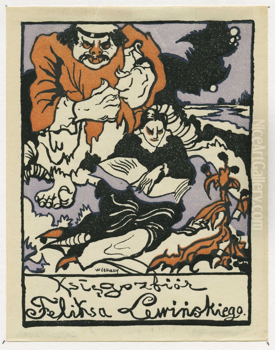Ex libris of Feliks Lewinski Oil Painting by Stanislaw Ignacy Witkiewicz (Witkacy)