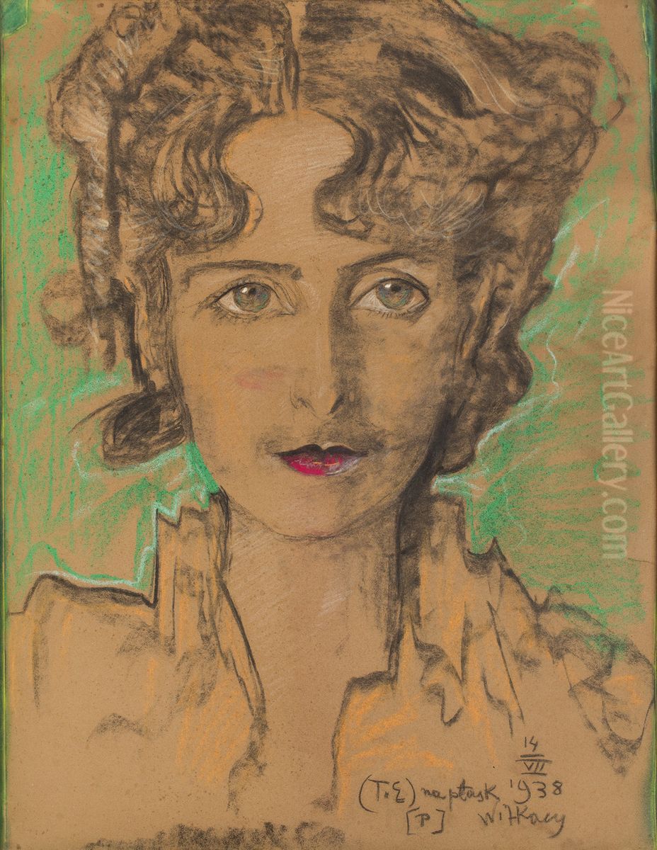 Portret Bronislawy Wlodarskiej-Litauer Oil Painting by Stanislaw Ignacy Witkiewicz (Witkacy)