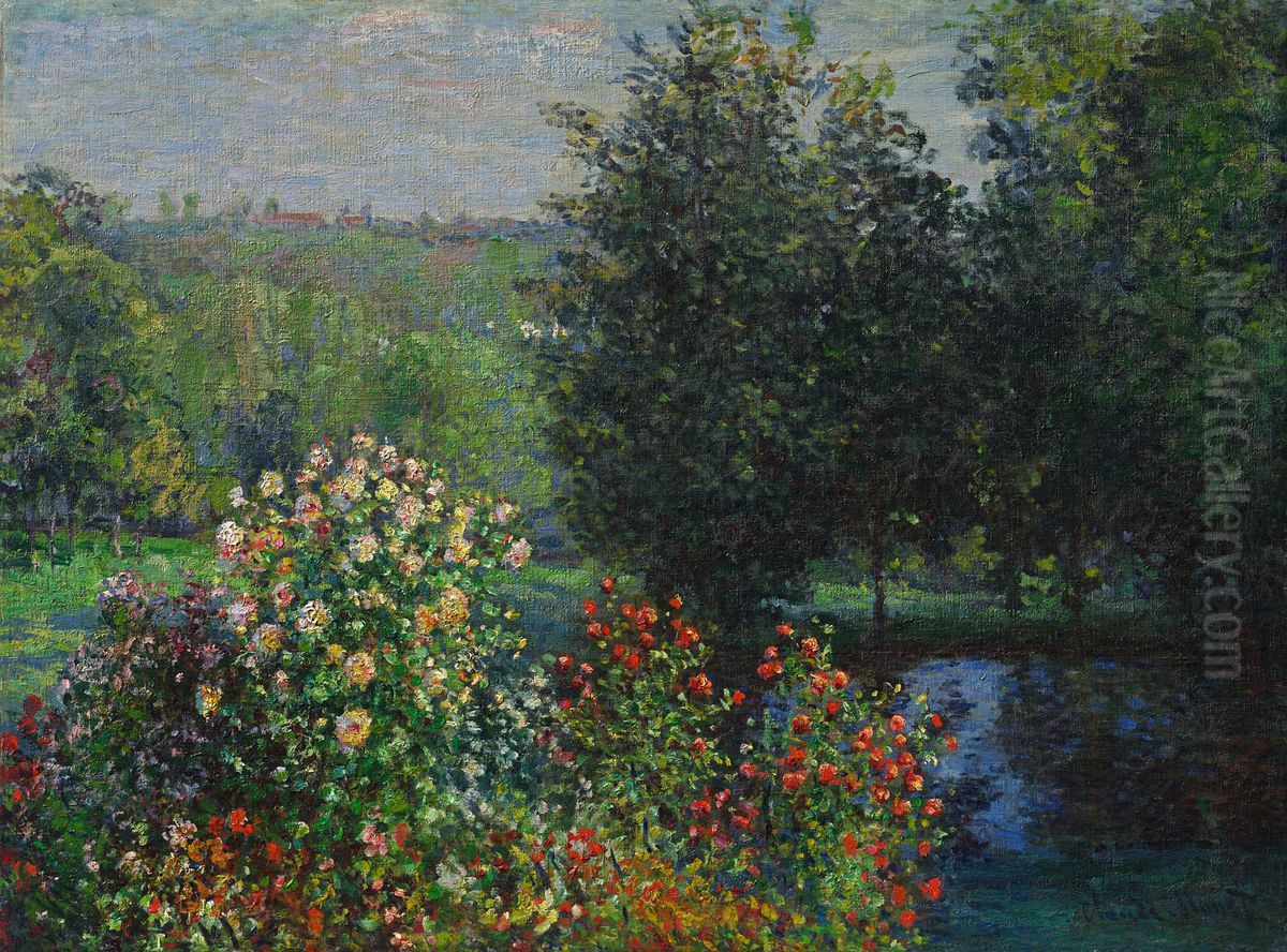 The Rose Bushes in the Garden at Montgeron Oil Painting by Claude Oscar Monet