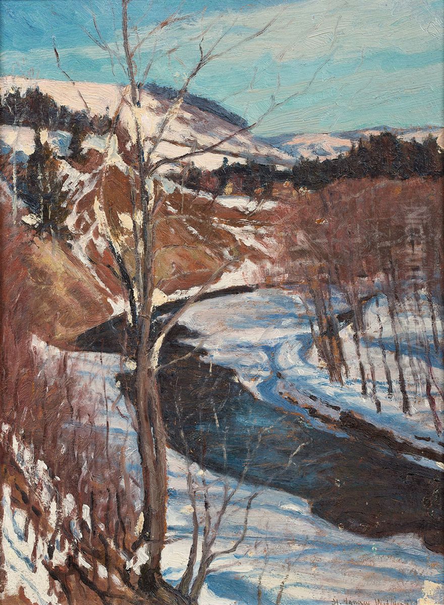 Winter landscape with a river Oil Painting by Stanislaw Ignacy Witkiewicz (Witkacy)