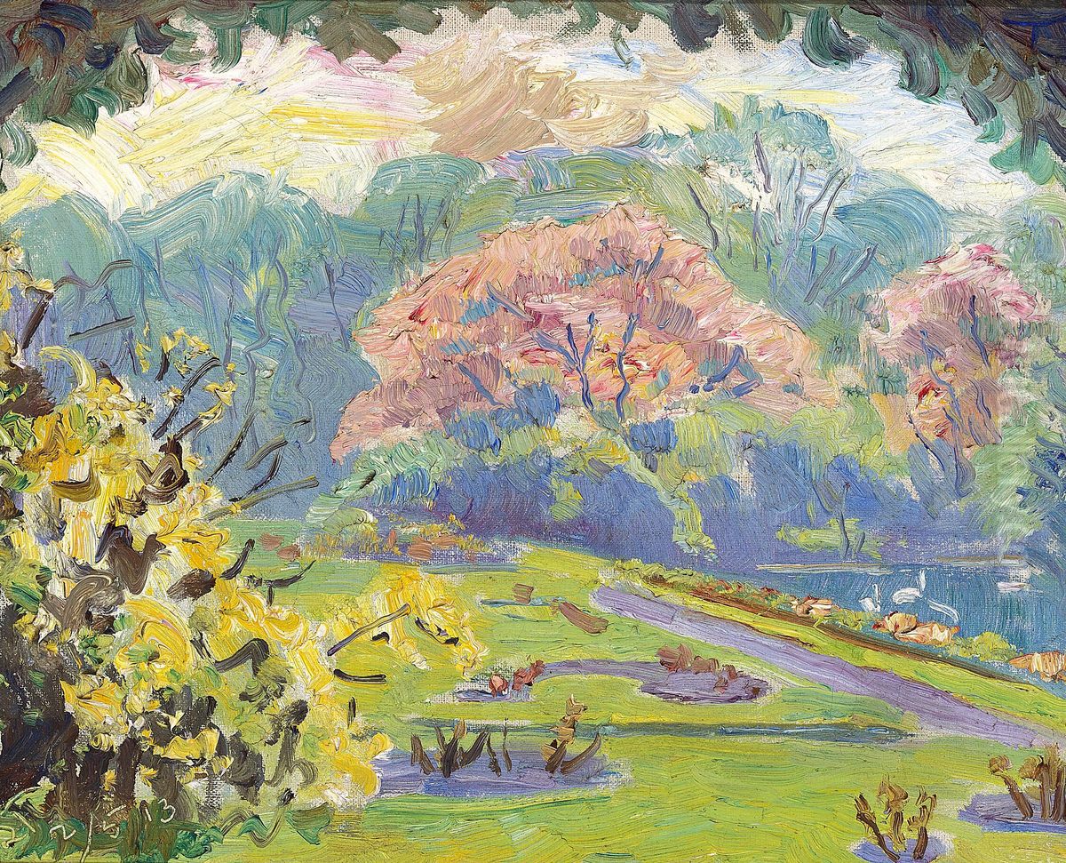 From my garden at Rosenborg in Copenhagen. Oil Painting by Laurits Tuxen