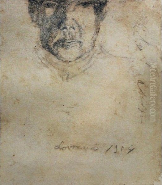 Portrait sketch of a man's head Oil Painting by Stanislaw Ignacy Witkiewicz (Witkacy)