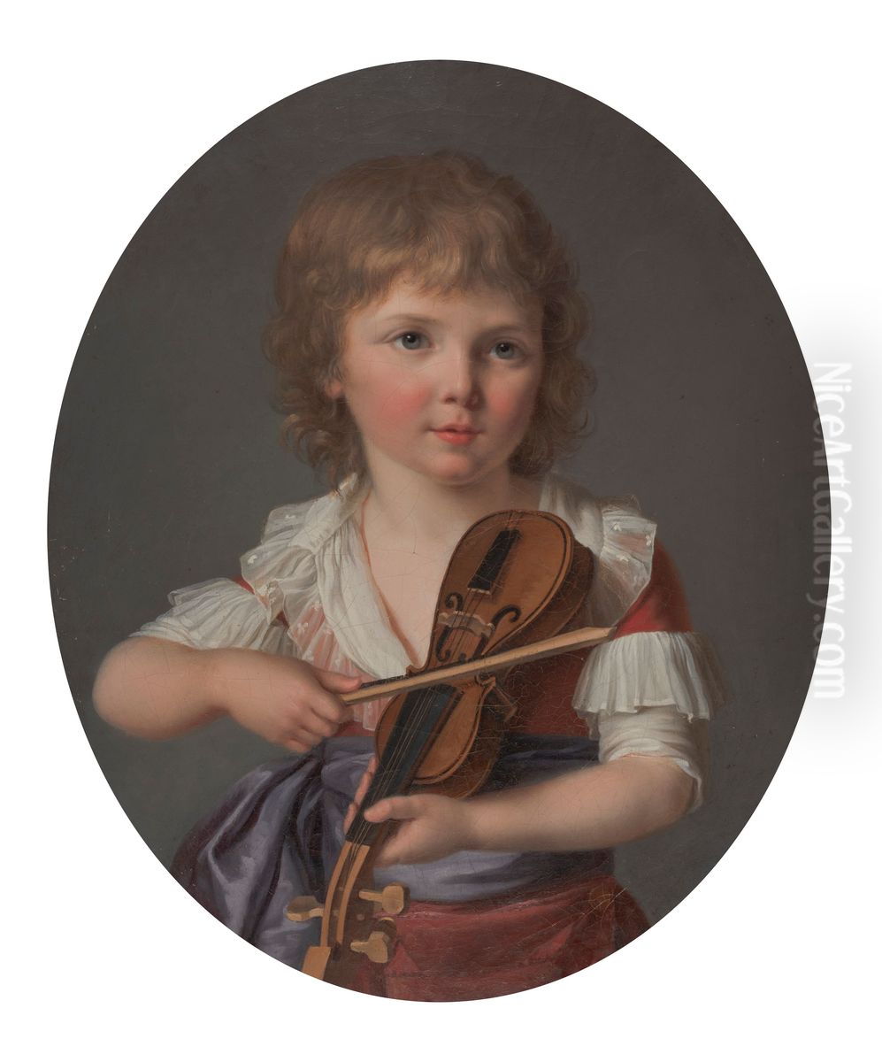 Master Henri Gabiou Playing the Violin Oil Painting by Marie-Victoire Lemoine
