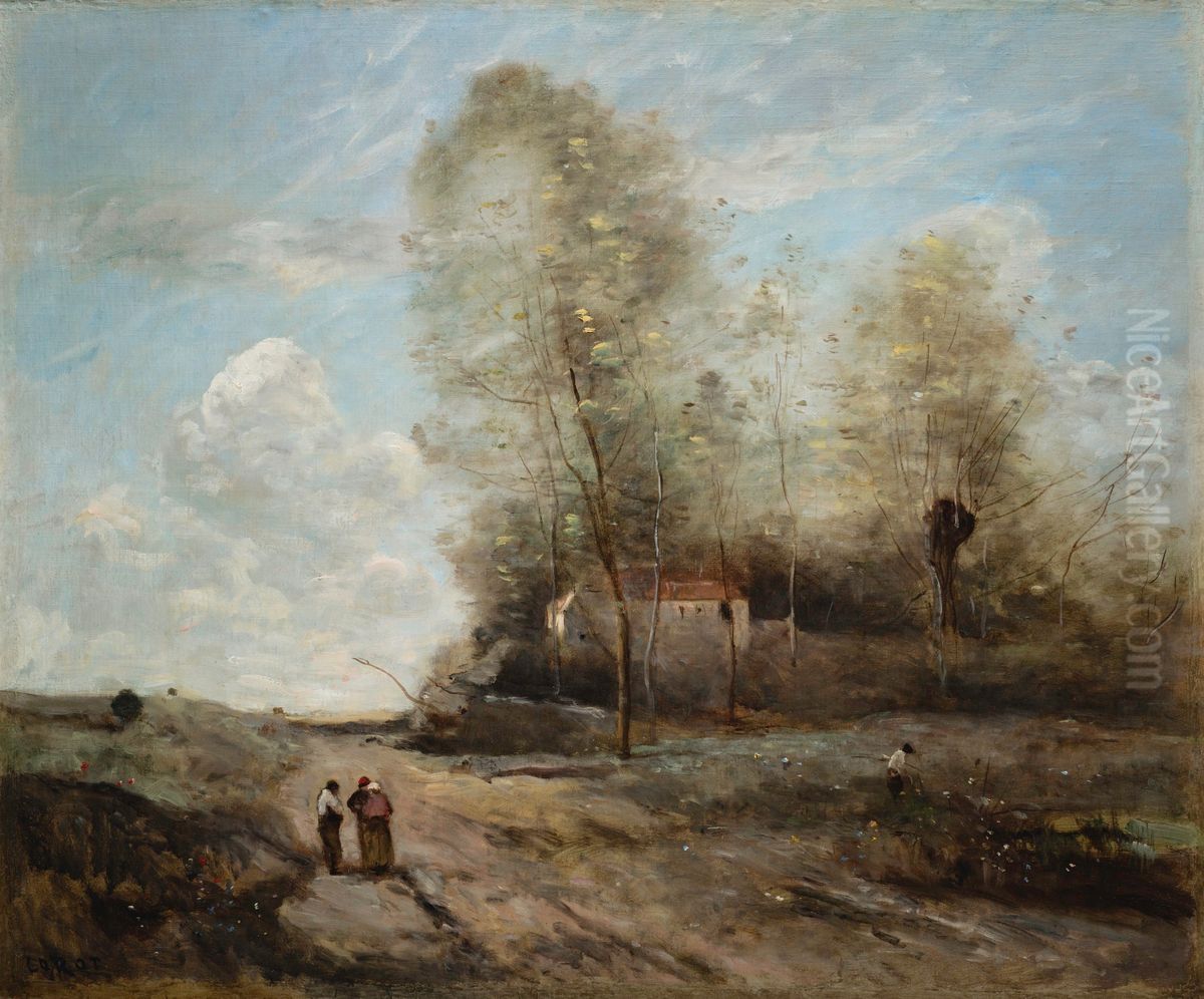 Pastoral Landscape Oil Painting by Jean-Baptiste Camille Corot