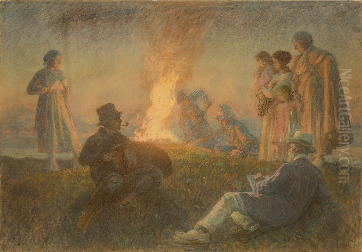 Sankt Hansblus Oil Painting by Laurits Tuxen