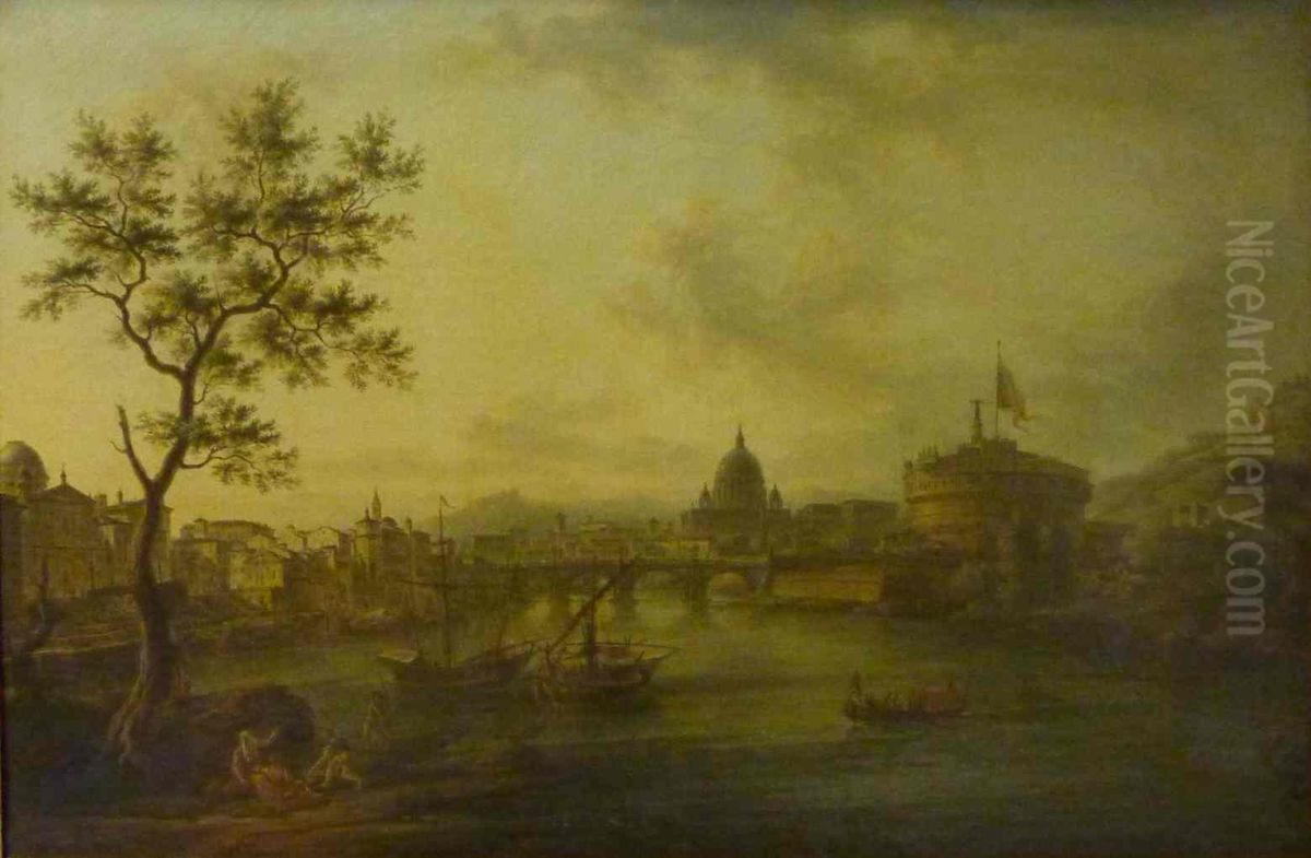 Vue de Rome sous l'occupation francaise Oil Painting by Jean-Baptiste-Francois Genillion