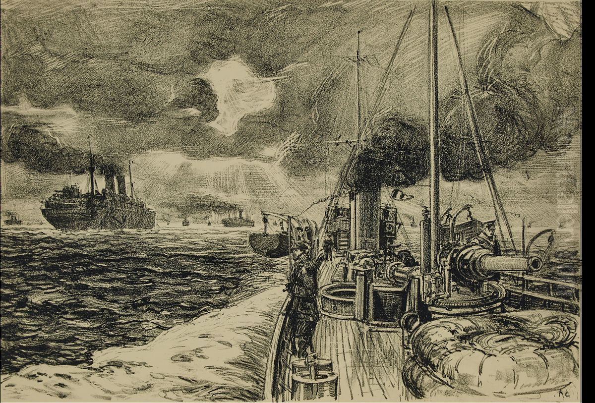 Convoy at Sea Oil Painting by Arthur Lismer