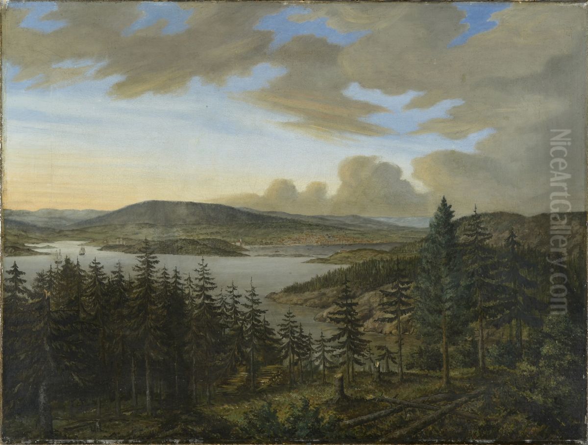 Christiania fra Ljan Oil Painting by Carl Frederik Vogt