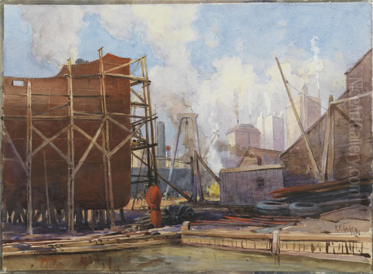 Toronto Shipbuilding Oil Painting by Robert Ford Gagen