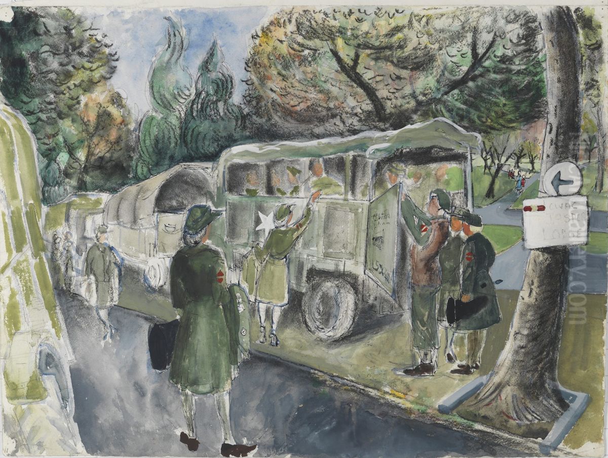 CANADIAN WOMEN'S ARMY CORPS BRASS BAND Oil Painting by Molly Bobak