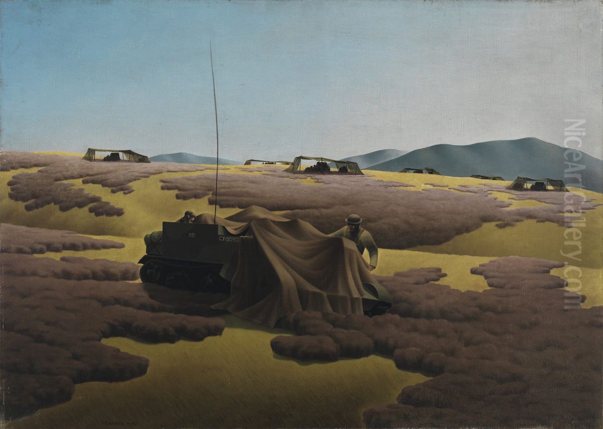 GUN POSITIONS AND CARRIER Oil Painting by Lawren P. Harris