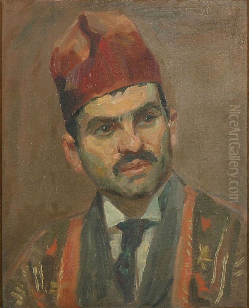 Portraet af graesk soldat. Oil Painting by Laurits Tuxen