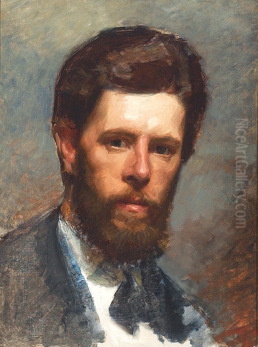 The artist's self-portrait. Oil Painting by Laurits Tuxen