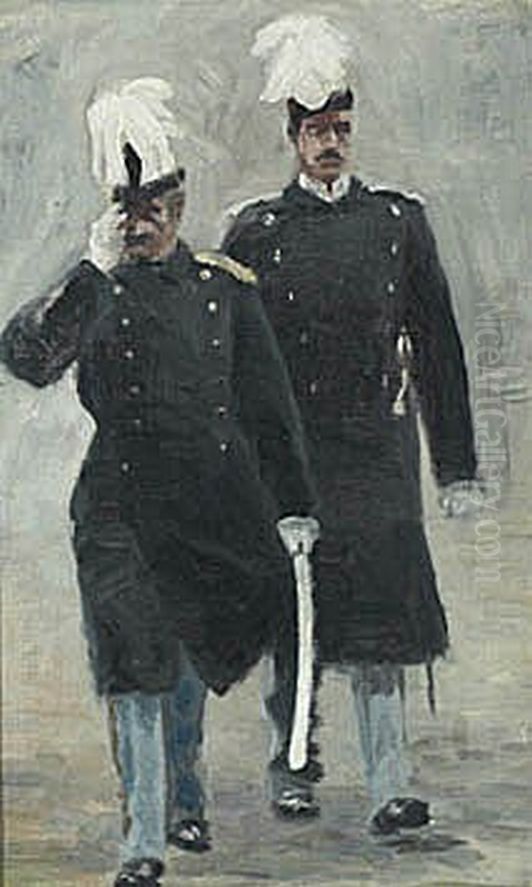 Kong Frederik VIII og Kronprins Christian. Oil Painting by Laurits Tuxen