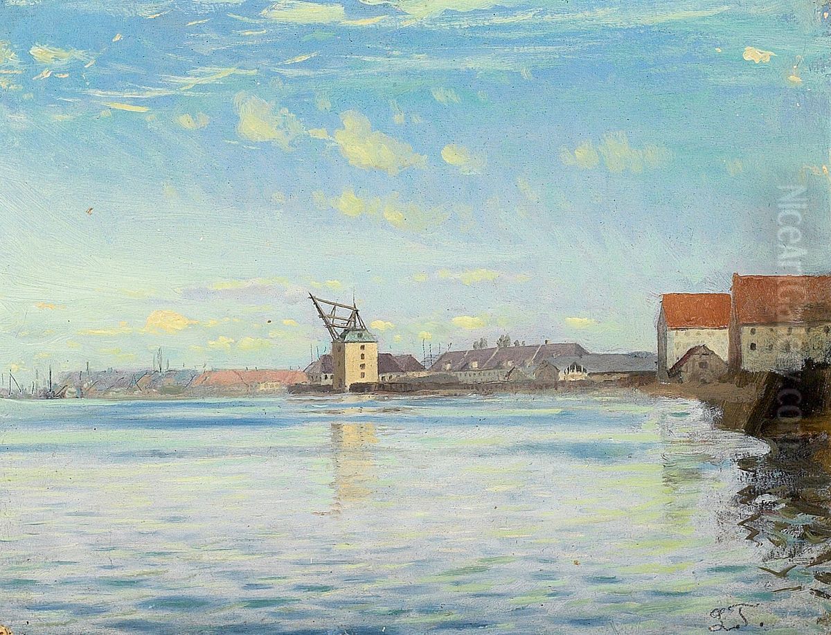 The port of Copenhagen. Oil Painting by Laurits Tuxen
