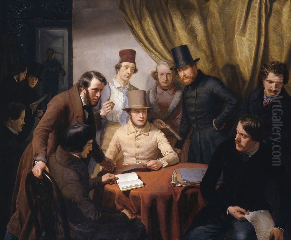 The Members of the Hamburg Artist's Club Oil Painting by Gunther Gensler