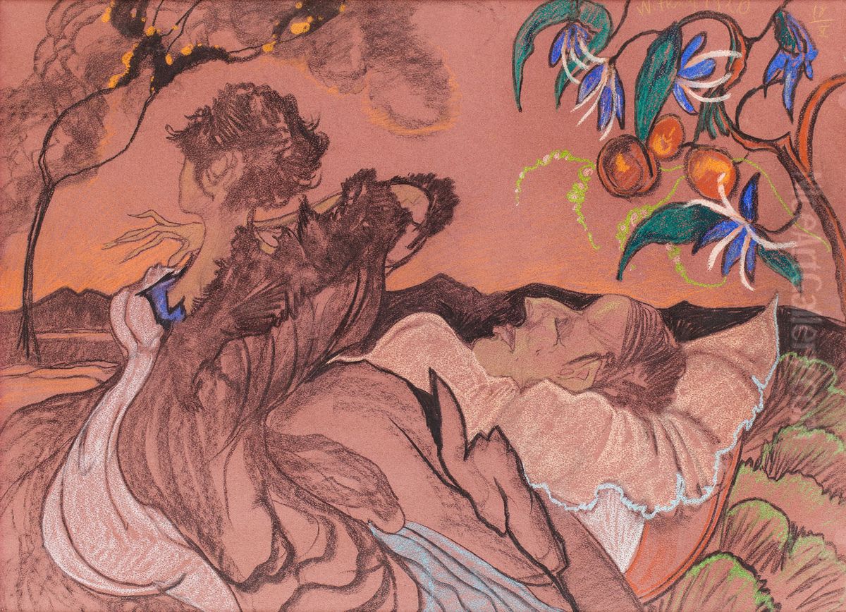 Death of the beloved Oil Painting by Stanislaw Ignacy Witkiewicz (Witkacy)