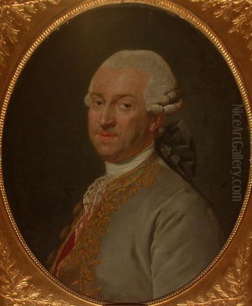 Portrait d'homme en habit gris Oil Painting by Joseph Aved