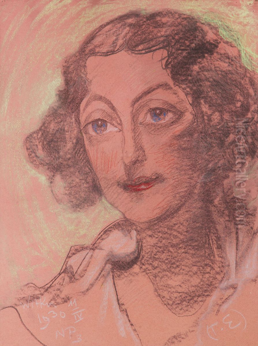 Portret Jadwigi Fabrycy z domu Witkowskiej Oil Painting by Stanislaw Ignacy Witkiewicz (Witkacy)